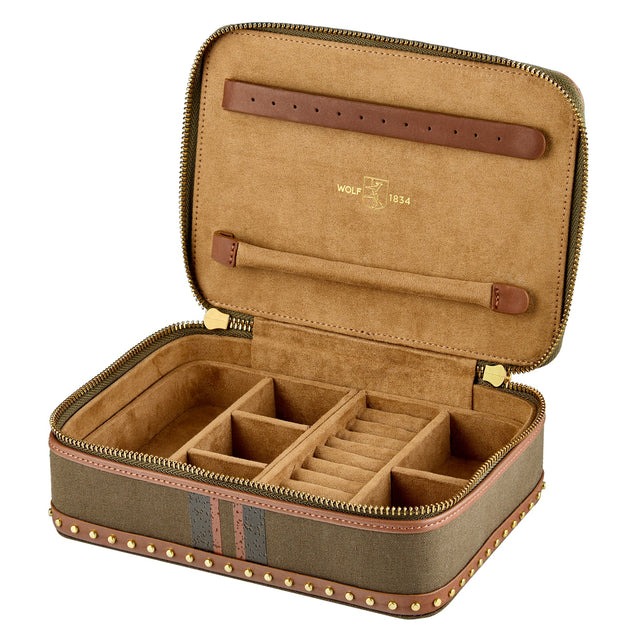 Wolf Ida Travel Zip Jewellery Case Khaki