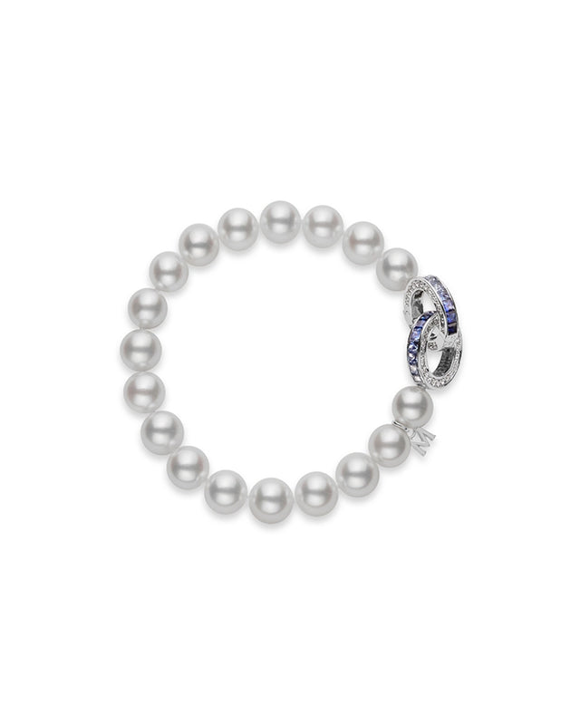 Mikimoto Ocean Sapphire and Diamond Circle Bracelet in 18K White Gold
