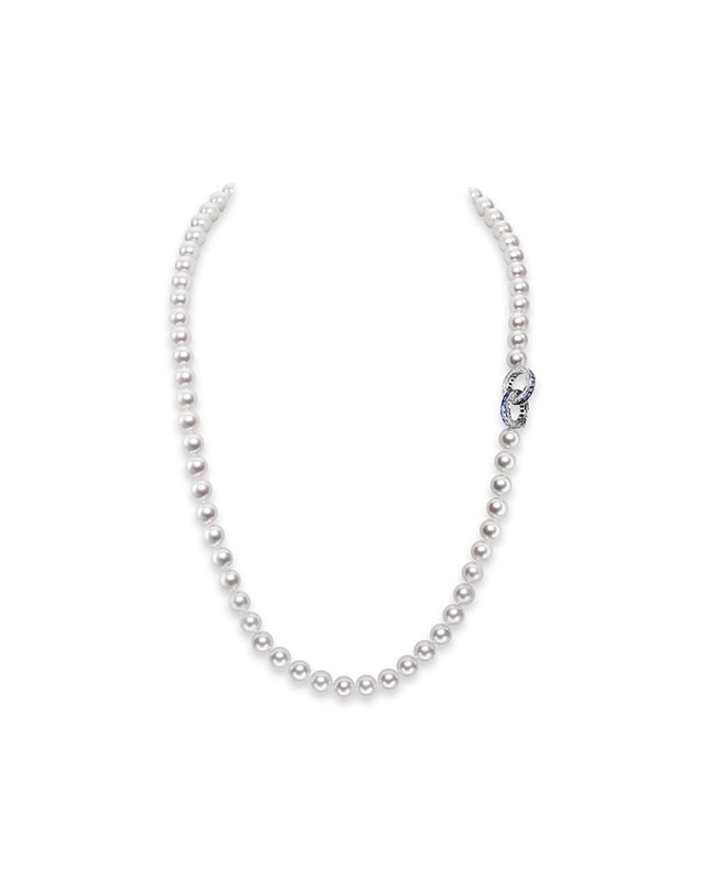 Mikimoto Ocean Sapphire and Diamond Circle Necklace in 18K White Gold