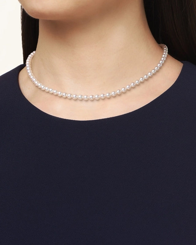 M Code Akoya Cultured Pearl Necklace with 18K Yellow Gold Clasp
