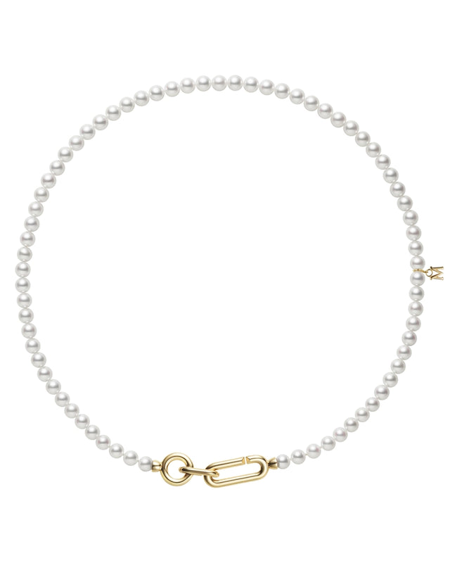M Code Akoya Cultured Pearl Necklace with 18K Yellow Gold Clasp