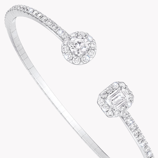 Icon Round and Emerald Cut Open Diamond Bangle