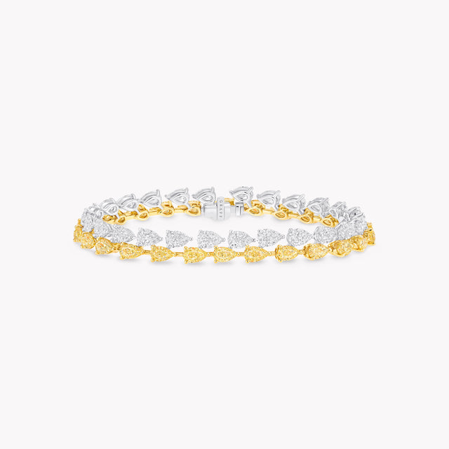 Pear Shape Yellow and White Diamond Bracelet
