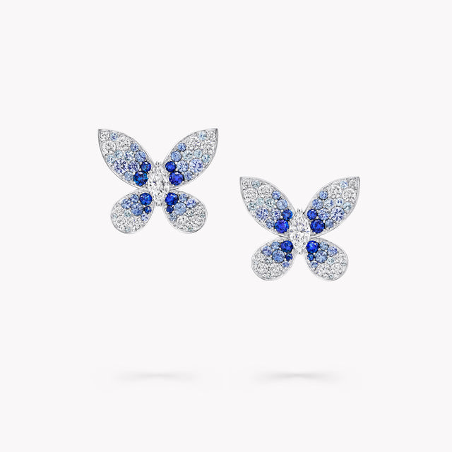 Butterfly Sapphire, Tourmaline and Diamond Earrings