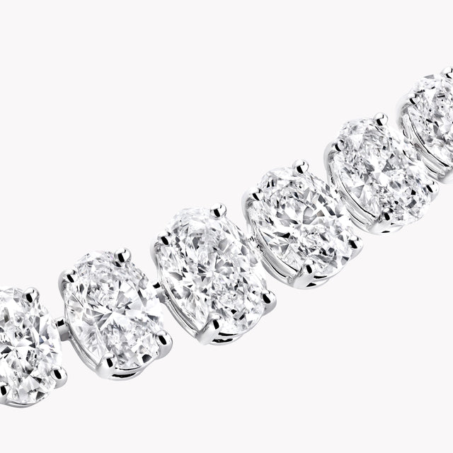 White Oval Diamond Graduated Line Necklace