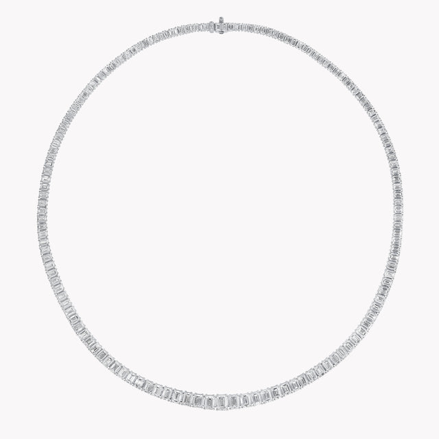 Emerald Cut Diamond Graduated Line Necklace