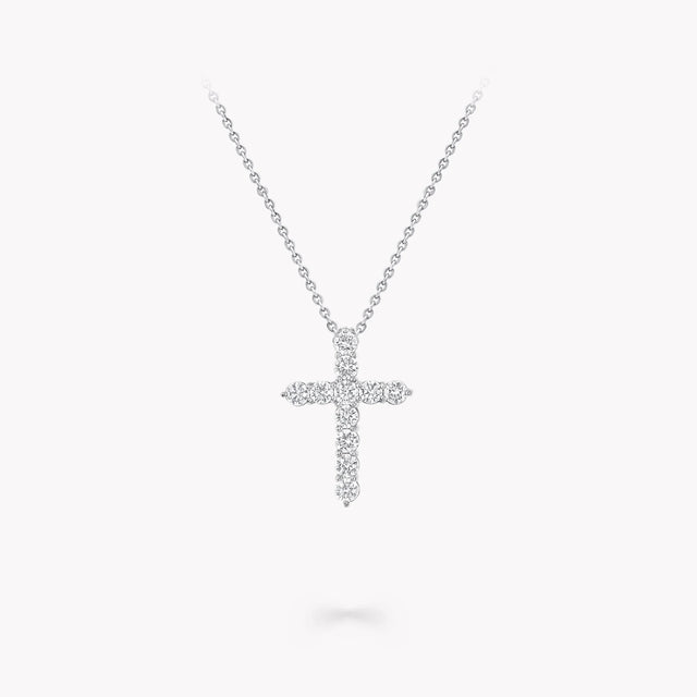 Round Diamond Cross Medium Pendant