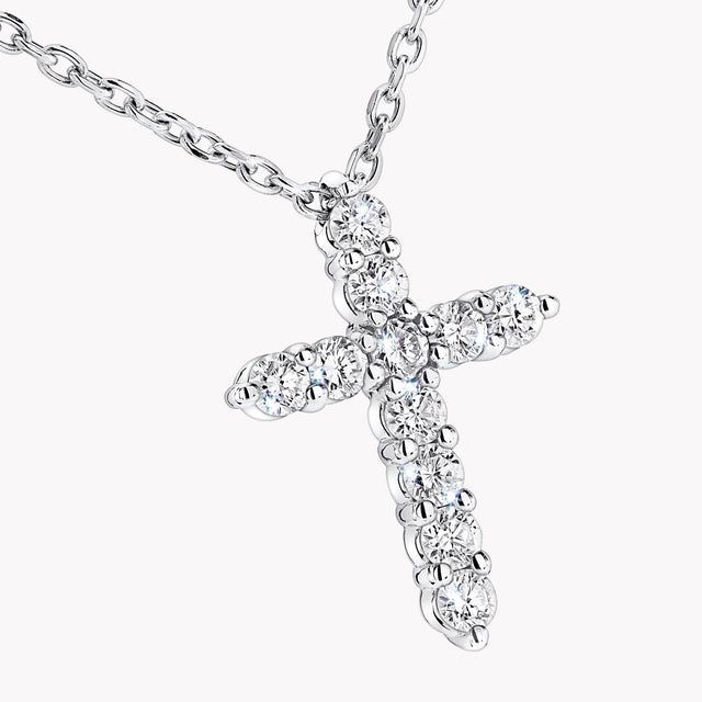 Round Diamond Cross Petite Pendant