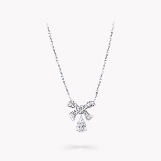 Tilda's Bow Baguette Cut Diamond Drop Pendant