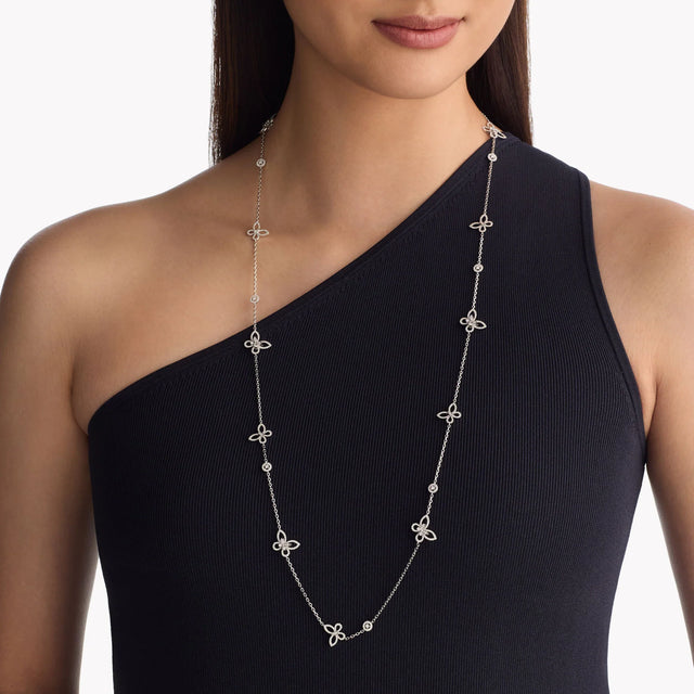 Butterfly Silhouette Diamond Long Necklace