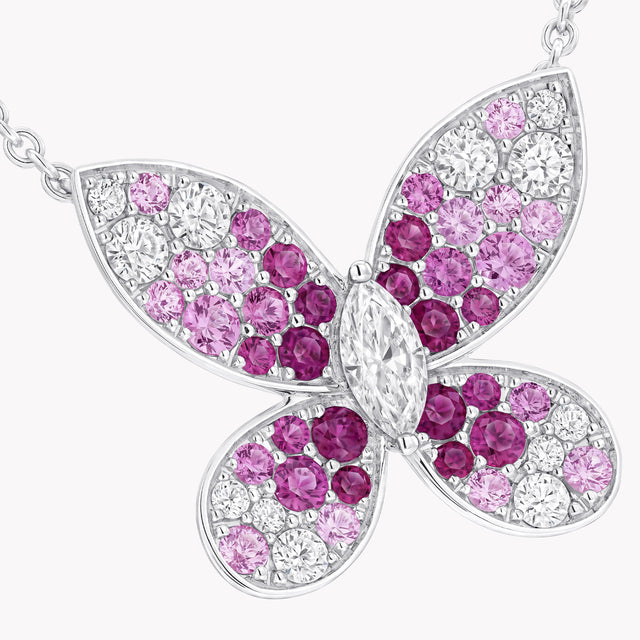 Butterfly Ruby, Pink Sapphire and Diamond Mini Pendant