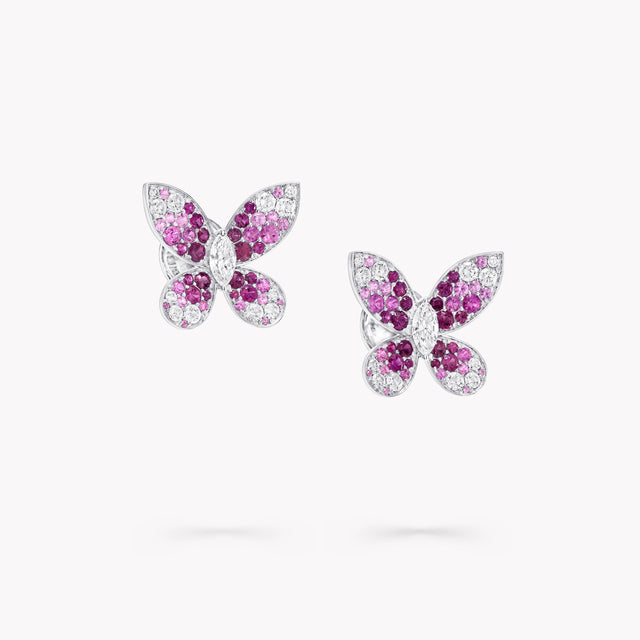 Butterfly Ruby, Pink Sapphire and Diamond Earrings