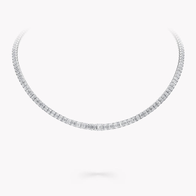 Emerald Cut Diamond Graduated Line Necklace