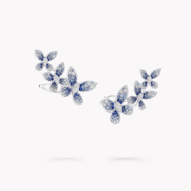 Butterfly Sapphire, Tourmaline and Diamond Ear Climbers