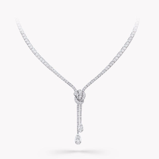 Tilda’s Bow Double Pavé Diamond Drop Necklace