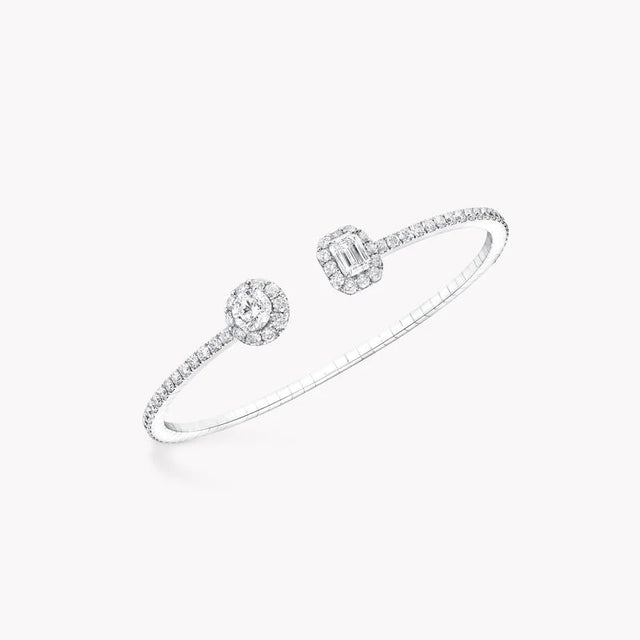 Icon Round and Emerald Cut Open Diamond Bangle