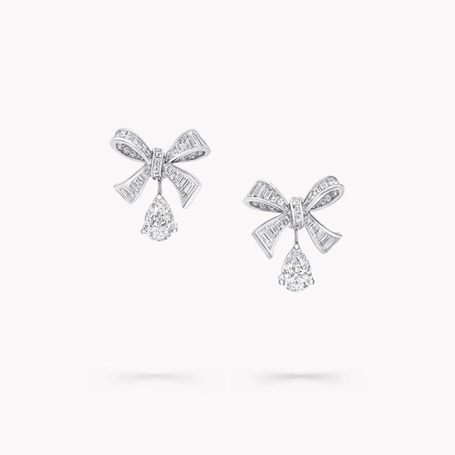 Tilda's Bow Baguette Cut Diamond Drop Earrings