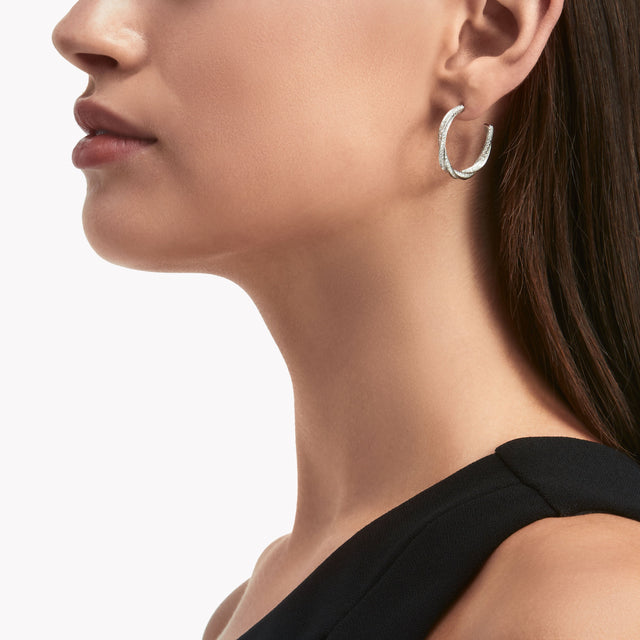 Spiral Diamond Hoop Earrings