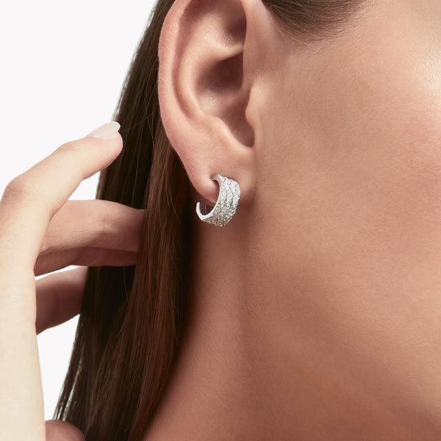 Laurence Graff Signature Triple Pavé Diamond Hoop Earrings