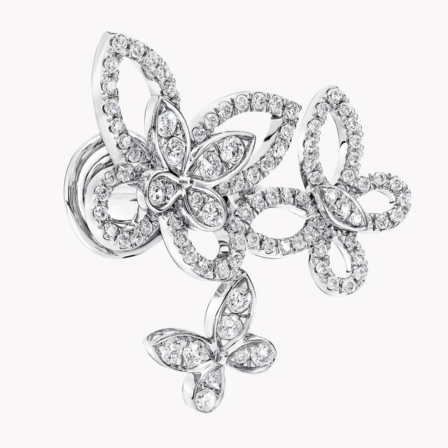 Triple Butterfly Silhouette Diamond Earrings