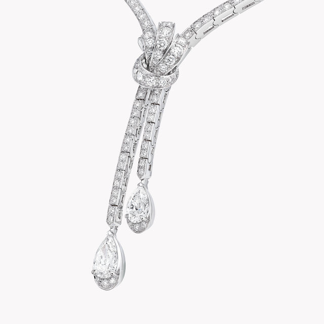 Tilda’s Bow Double Pavé Diamond Drop Necklace