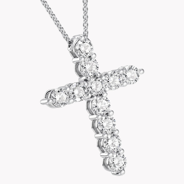 Round Diamond Cross Medium Pendant