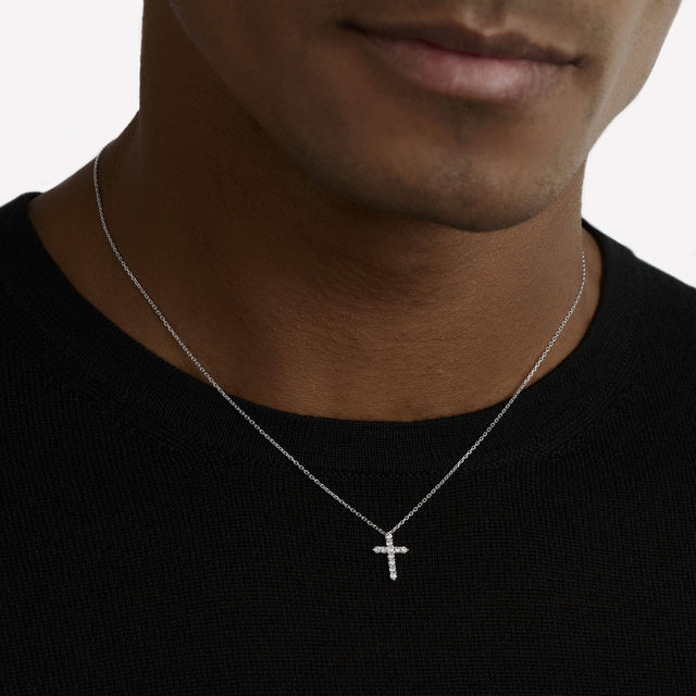 Round Diamond Cross Petite Pendant