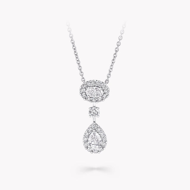 Icon Oval and Pear Shape Diamond Drop Necklace