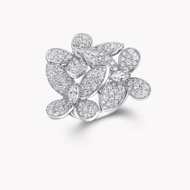 Triple Pavé Butterfly Diamond Ring