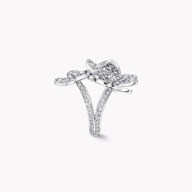 Triple Pavé Butterfly Diamond Ring