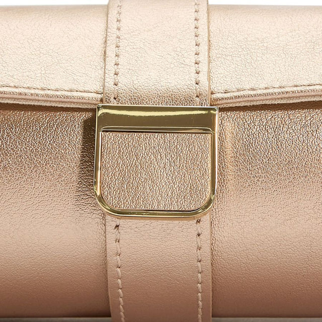 Wolf Palermo Double Watch Roll with Jewellery Pouch Rose Gold