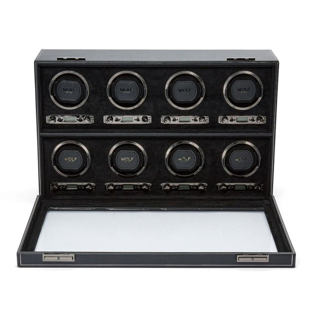 Wolf British Racing 8 Piece Watch Winder Black
