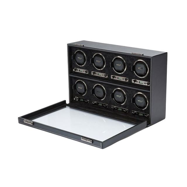 Wolf British Racing 8 Piece Watch Winder Black