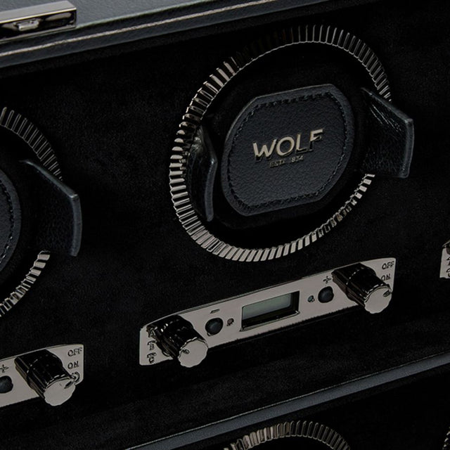 Wolf British Racing 8 Piece Watch Winder Black
